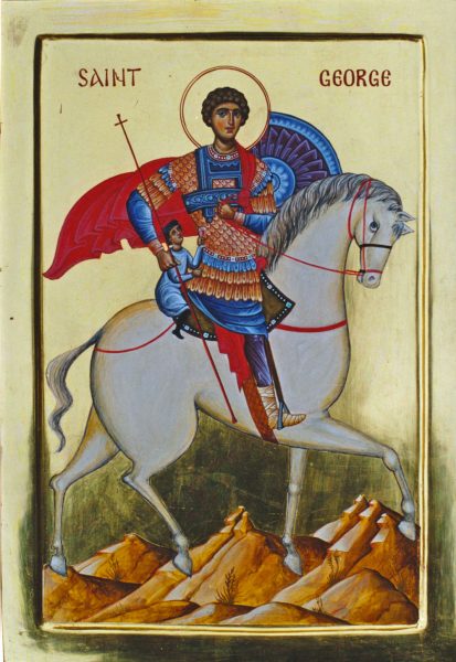 St George (on a horse, tempera)
