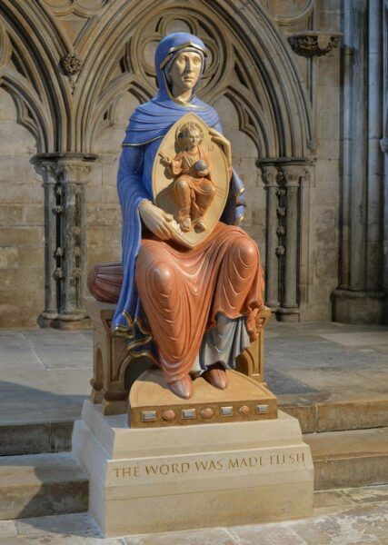 Blessed Virgin Mary of Lincoln, Lincoln Cathedral. Polychromed limestone carving