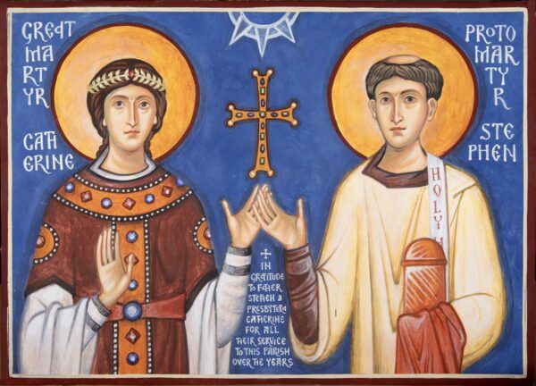 Protomartyr Stephen and Great Martyr Catherine – Painted for outside use – with Keim silicate mineral paint